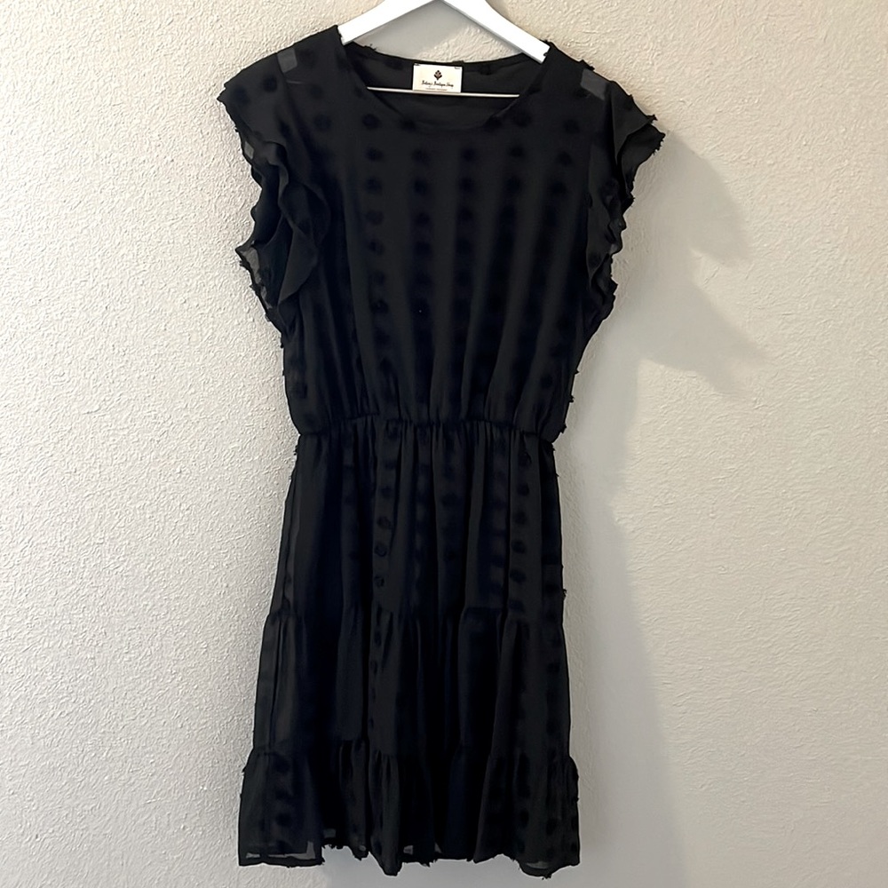 Betsey’s Boutique Shop Black Flutter Sleeve Dress